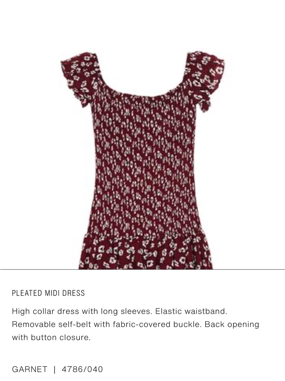 Zara Garnet Floral Smocked Midi Dress